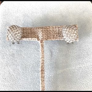 Rhinestone huggie pierced earrings